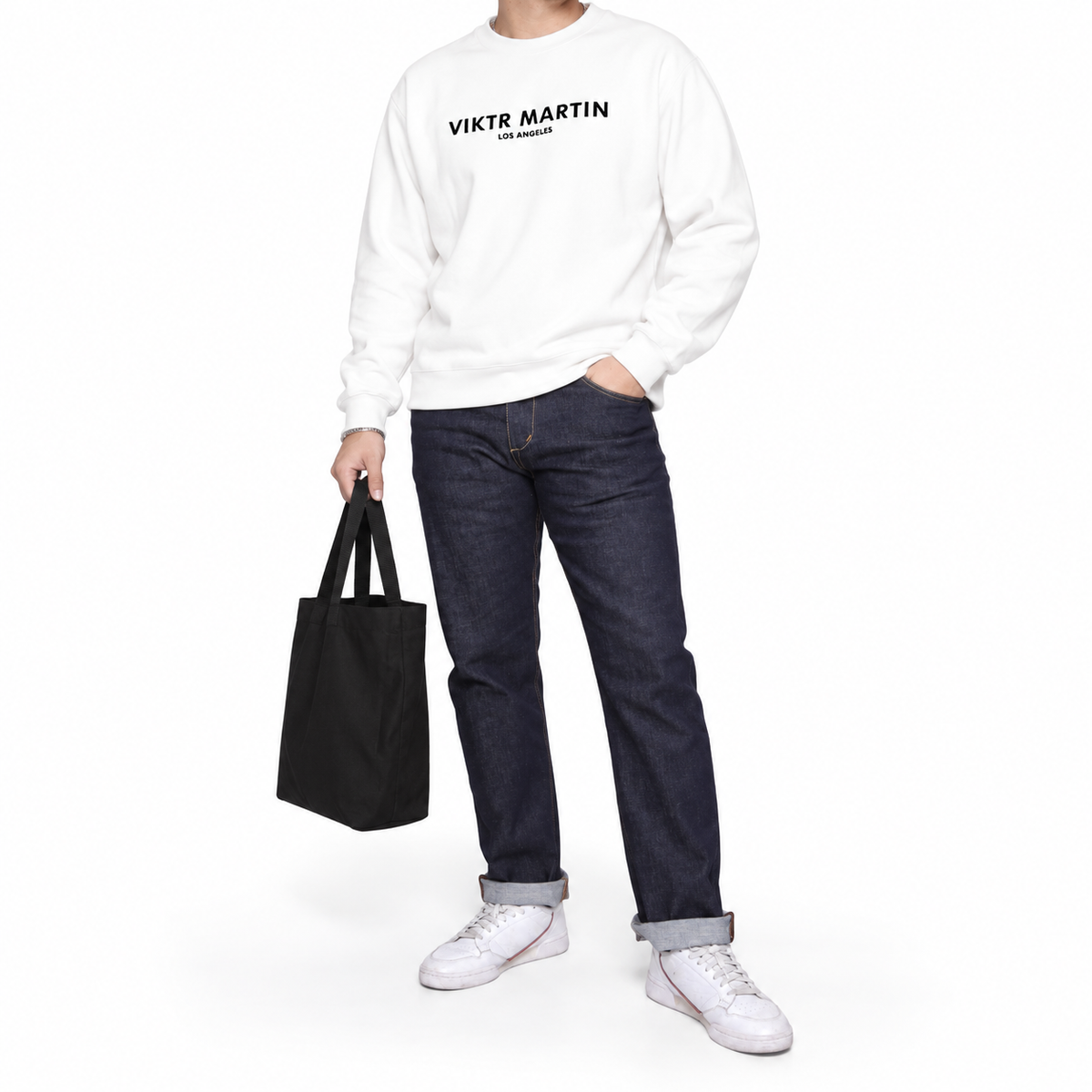 Sello Sweatshirt — White — model view on a white studio background