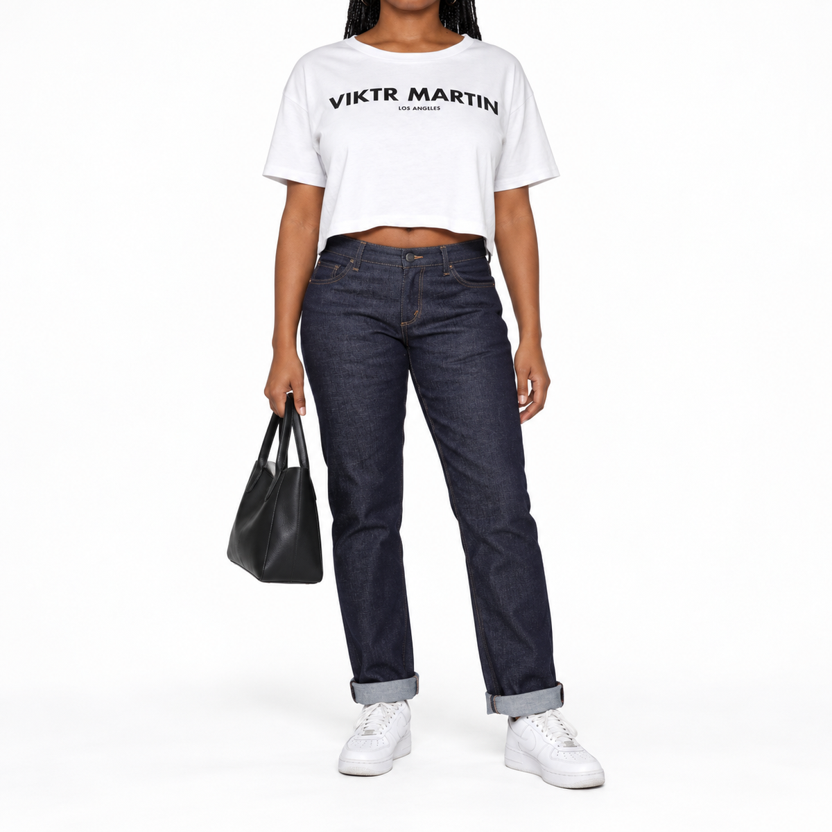 Sello Cropped T-Shirt — model view on a white studio background