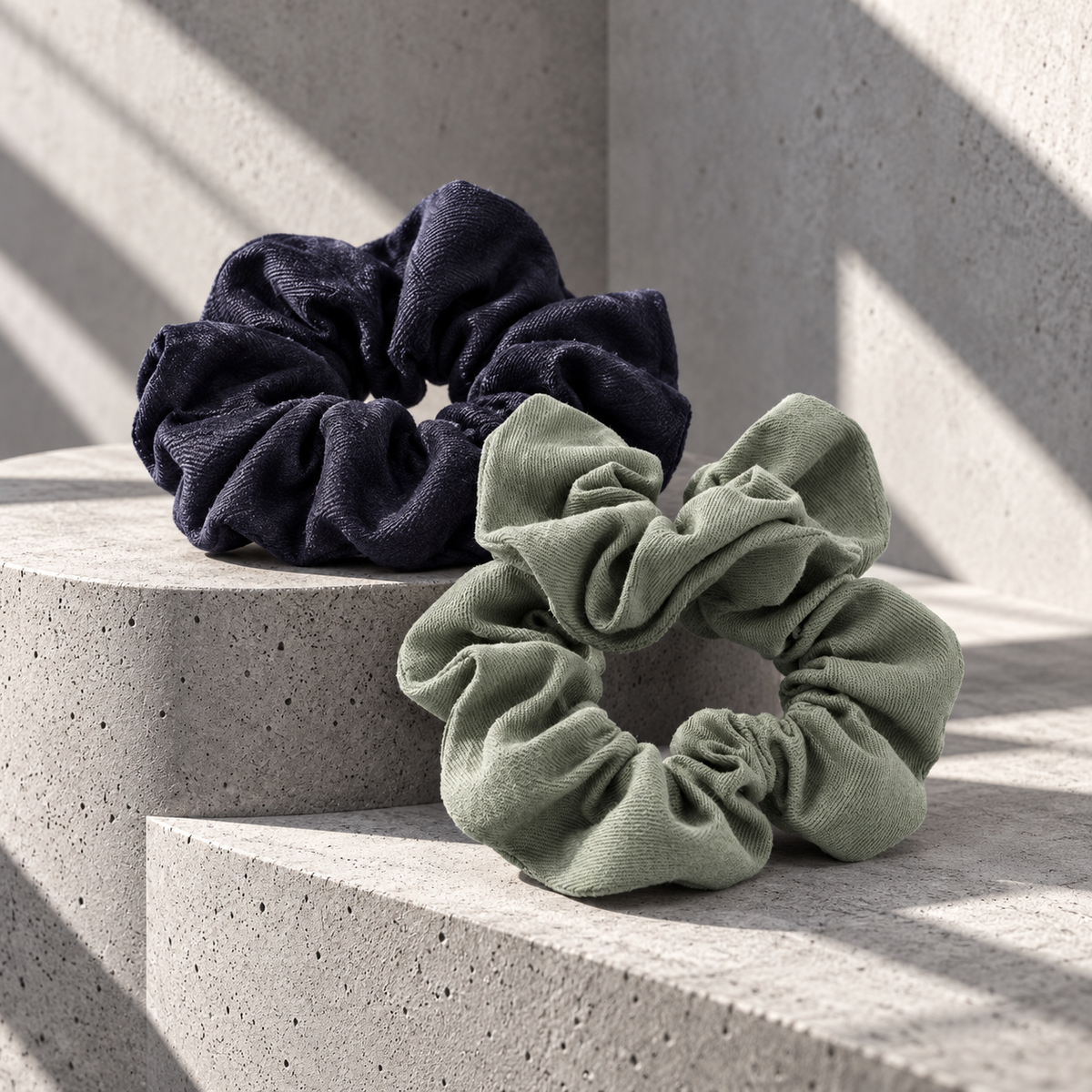 Rizo Scrunchie Duo — 2-Pack — editorial still life
