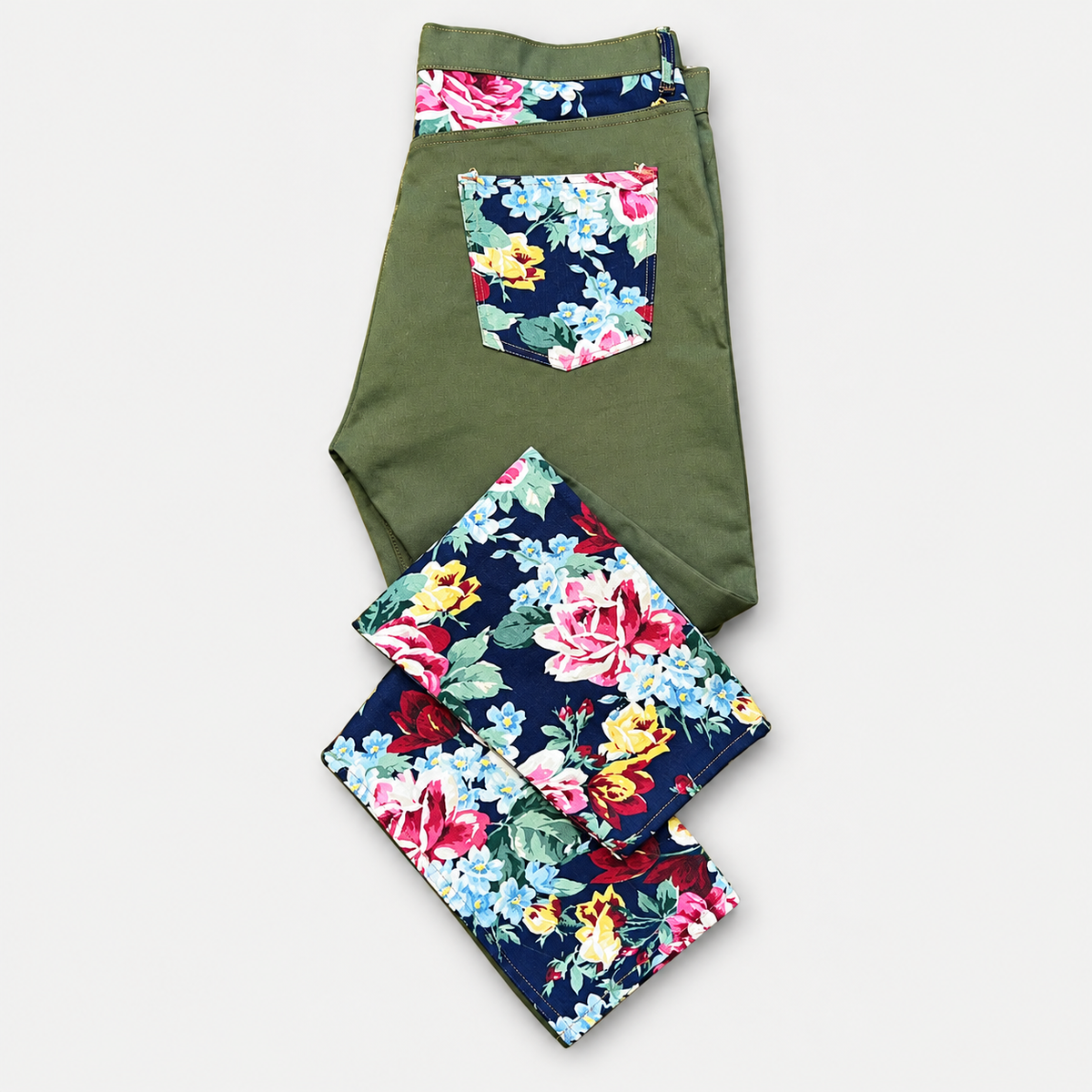 Garden Jeans — back folded studio view