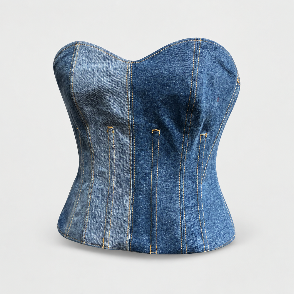 Ellie Denim Corset — studio product view